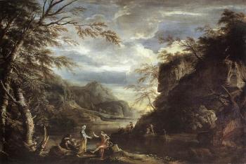 Salvator Rosa : River Landscape with Apollo and the Cumean Sibyl